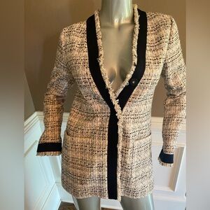 NWT Ann Taylor Cream and Black Tweed Blazer